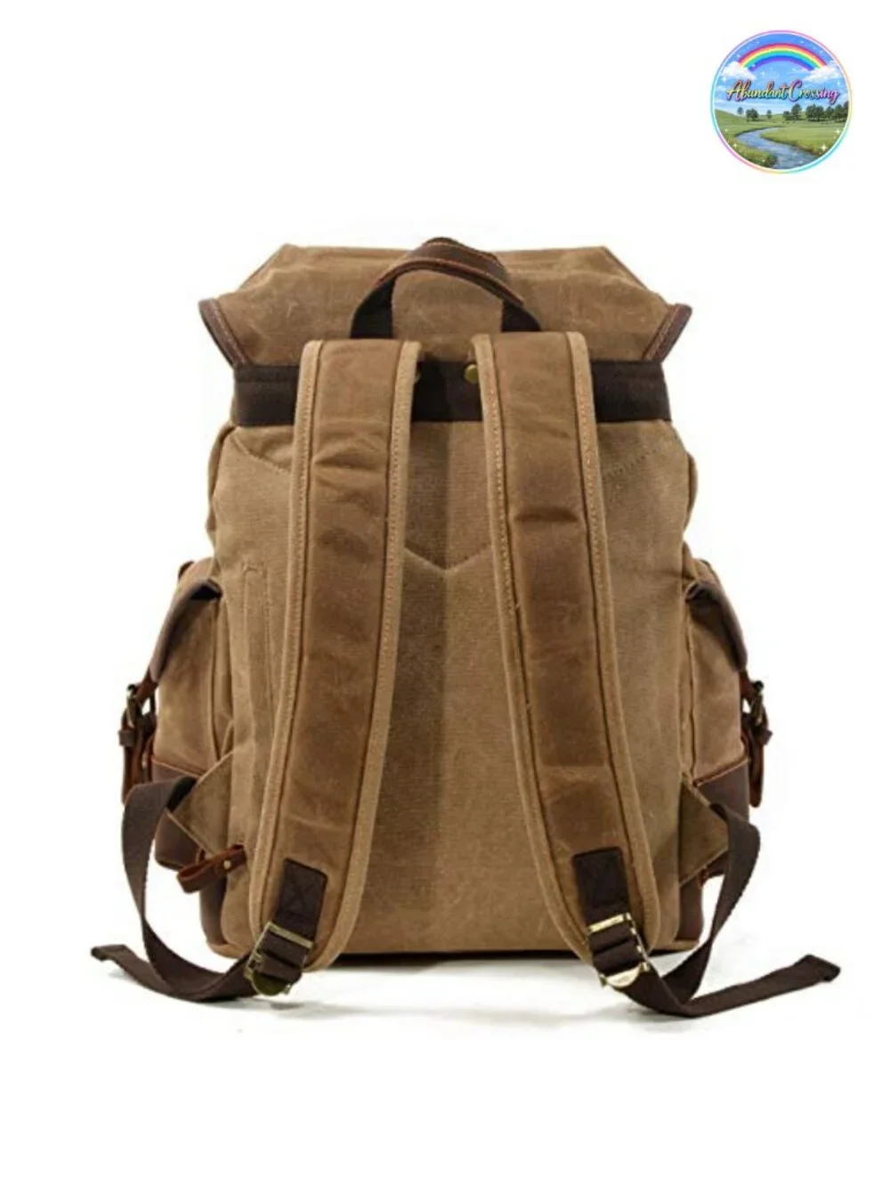 Vintage Men's Genuine Leather Waxed Canvas Travel Backpack, 22L Daypack